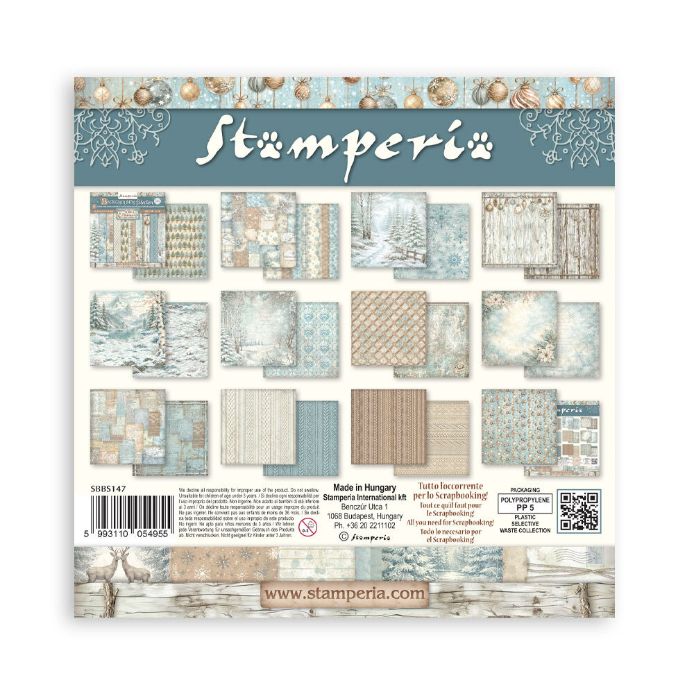 Stamperia White Christmas 8x8 Inch Paper Pack Maxi Background Selection by Cristina Radovan (SBBS147) Stamperia White Christmas 8x8 Inch Paper Pack Maxi Background Selection by Cristina Radovan (SBBS147)