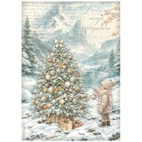 Stamperia White Christmas A4 Rice Paper Tree by the Lake (6pcs) by Cristina Radovan (DFSA41146)