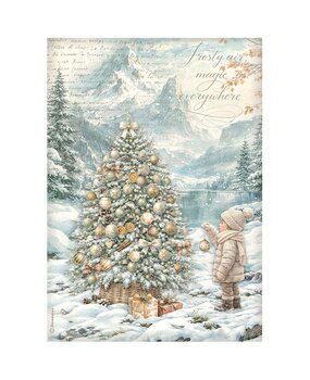 Stamperia White Christmas A4 Rice Paper Tree by the Lake (6pcs) by Cristina Radovan (DFSA41146)