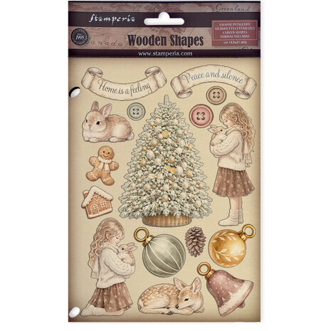 Stamperia White Christmas A5 Colored Wooden Shapes by Cristina Radovan (KLSP206) Stamperia White Christmas A5 Colored Wooden Shapes by Cristina Radovan (KLSP206)