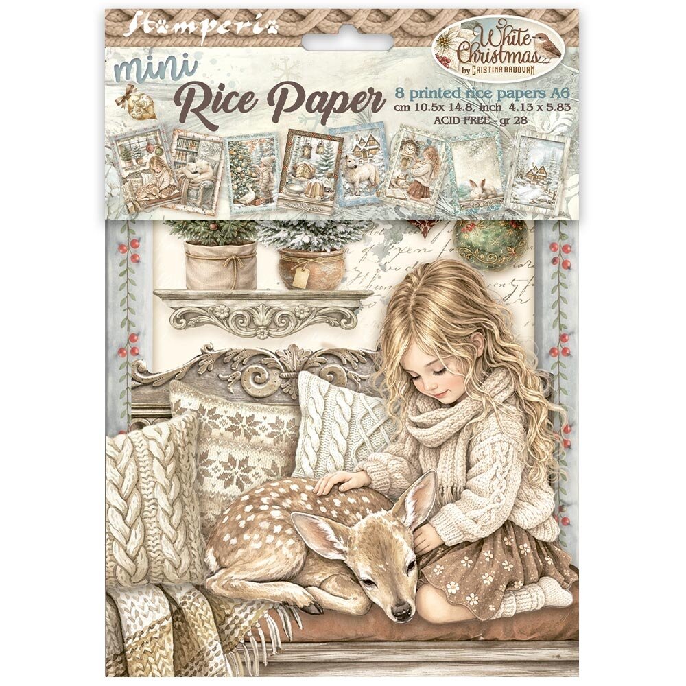 Stamperia White Christmas A6 Mini Rice Paper Selection (8pcs) by Cristina Radovan (DFSA6X10) Stamperia White Christmas A6 Mini Rice Paper Selection (8pcs) by Cristina Radovan (DFSA6X10)