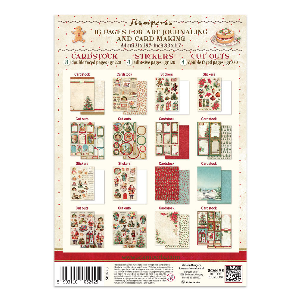 Stamperia Classic Christmas Junk Journal Stickers, Backgrounds, Cut-Outs (SBJK23) Stamperia Classic Christmas Junk Journal Stickers, Backgrounds, Cut-Outs (SBJK23)