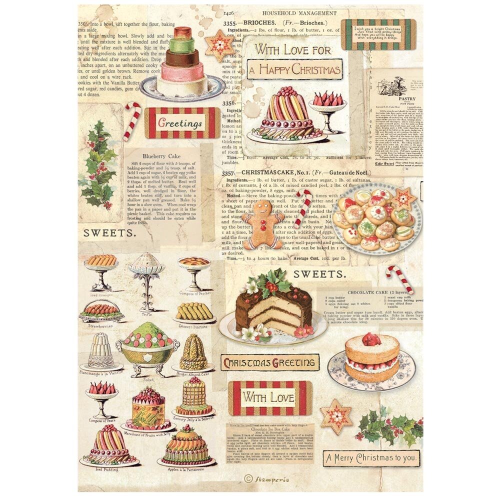 Stamperia Classic Christmas A4 Rice Paper Sweets (6pcs) (DFSA41129) Stamperia Classic Christmas A4 Rice Paper Sweets (6pcs) (DFSA41129)