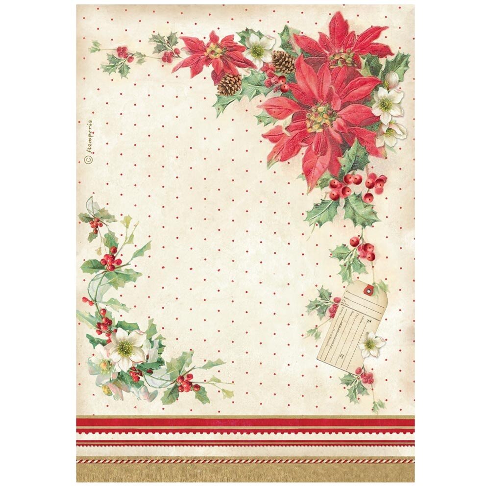 Stamperia Classic Christmas A4 Rice Paper Poinsettia (6pcs) (DFSA41130) Stamperia Classic Christmas A4 Rice Paper Poinsettia (6pcs) (DFSA41130)