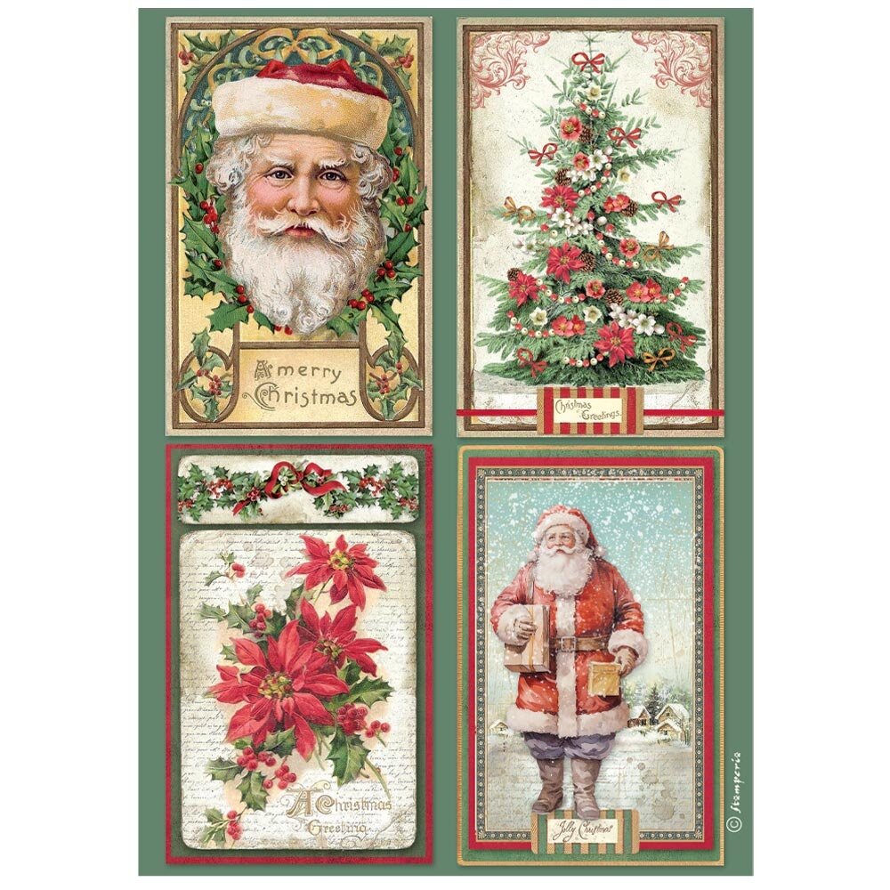 Stamperia Classic Christmas A4 Rice Paper 4 Cards (6pcs) (DFSA41132) Stamperia Classic Christmas A4 Rice Paper 4 Cards (6pcs) (DFSA41132)