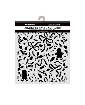 Stamperia Thick Stencils 12x12cm Christmas Ribbons and Gingerbread (KSTDS74)