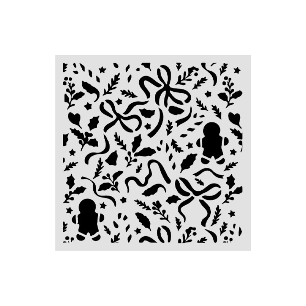 Stamperia Thick Stencils 12x12cm Christmas Ribbons and Gingerbread (KSTDS74) Stamperia Thick Stencils 12x12cm Christmas Ribbons and Gingerbread (KSTDS74)