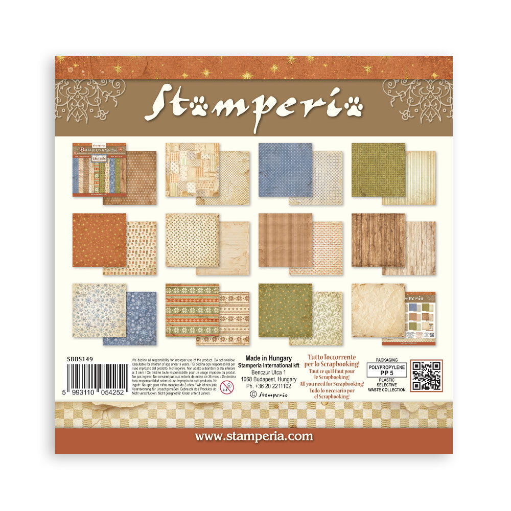 Stamperia Silent Night 8x8 Inch Paper Pack Maxi Background Selection (SBBS149) Stamperia Silent Night 8x8 Inch Paper Pack Maxi Background Selection (SBBS149)