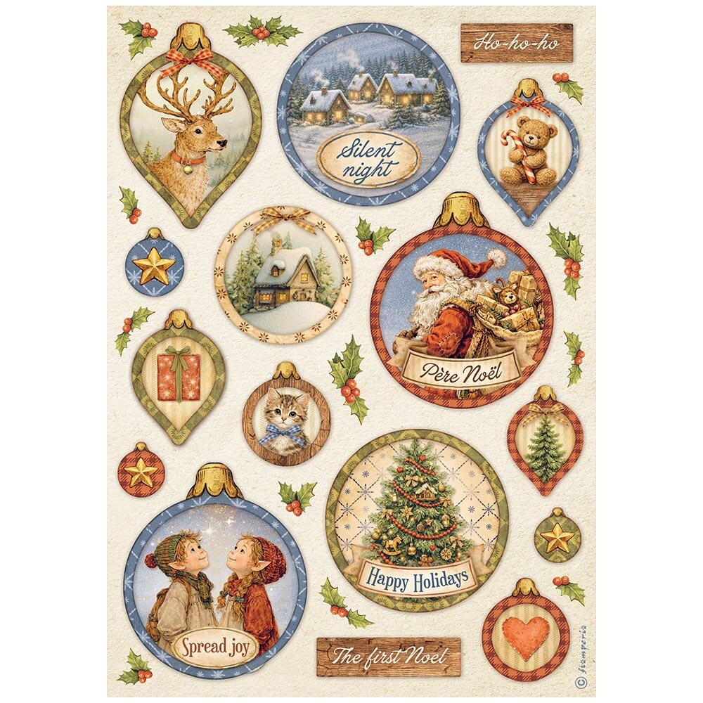 Stamperia Silent Night A4 Rice Paper Christmas Balls (6pcs) (DFSA41142) Stamperia Silent Night A4 Rice Paper Christmas Balls (6pcs) (DFSA41142)