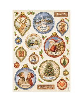 Stamperia Silent Night A4 Rice Paper Christmas Balls (6pcs) (DFSA41142)