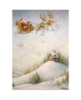 Stamperia Silent Night A4 Rice Paper Santa Claus and Sleigh (6pcs) (DFSA41139)