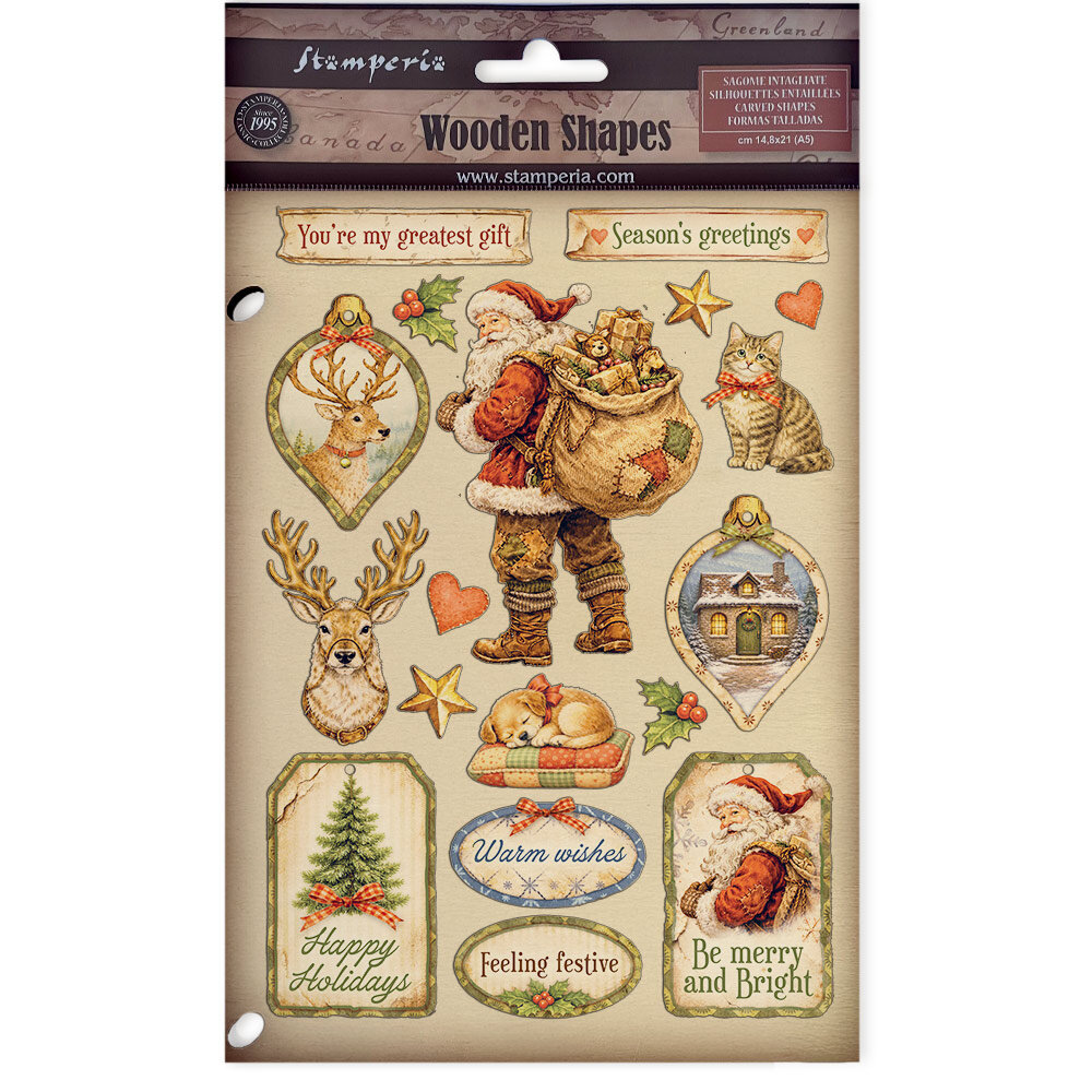 Stamperia Silent Night A5 Colored Wooden Shapes (KLSP205) Stamperia Silent Night A5 Colored Wooden Shapes (KLSP205)
