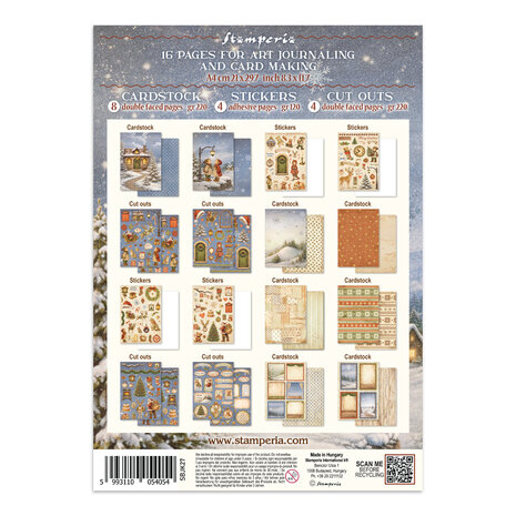 Stamperia Silent Night Junk Journal Stickers, Backgrounds, Cut-Outs (SBJK27) Stamperia Silent Night Junk Journal Stickers, Backgrounds, Cut-Outs (SBJK27)