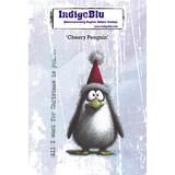 IndigoBlu Cheery Penguin A6 Red Rubber Stamp (IND1579)