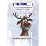 IndigoBlu Cheery Reindeer A6 Red Rubber Stamp (IND1578)