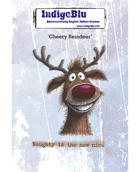 IndigoBlu Cheery Reindeer A6 Red Rubber Stamp (IND1578)