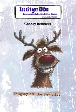 IndigoBlu Cheery Reindeer A6 Red Rubber Stamp (IND1578) IndigoBlu Cheery Reindeer A6 Red Rubber Stamp (IND1578)