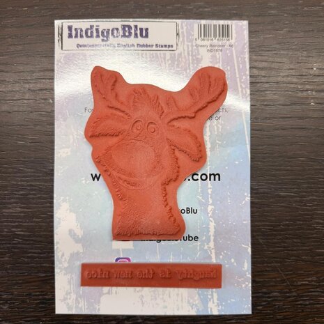IndigoBlu Cheery Reindeer A6 Red Rubber Stamp (IND1578) IndigoBlu Cheery Reindeer A6 Red Rubber Stamp (IND1578)