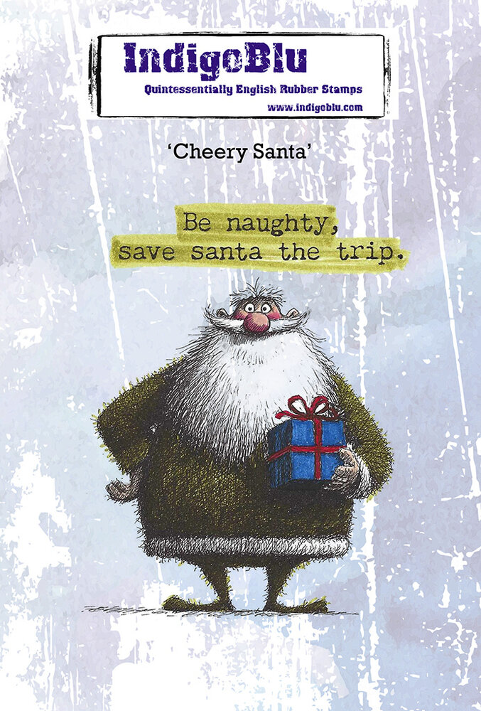 IndigoBlu Cheery Santa A6 Red Rubber Stamp (IND1577) IndigoBlu Cheery Santa A6 Red Rubber Stamp (IND1577)