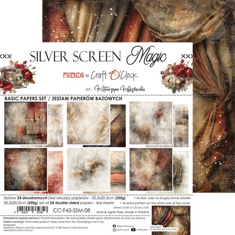 Craft O'Clock Silver Screen Magic 8x8 Inch Basic Paper Set by Katarzyna Kedzierska (CC-F43-SSM-08) Craft O'Clock Silver Screen Magic 8x8 Inch Basic Paper Set by Katarzyna Kedzierska (CC-F43-SSM-08)