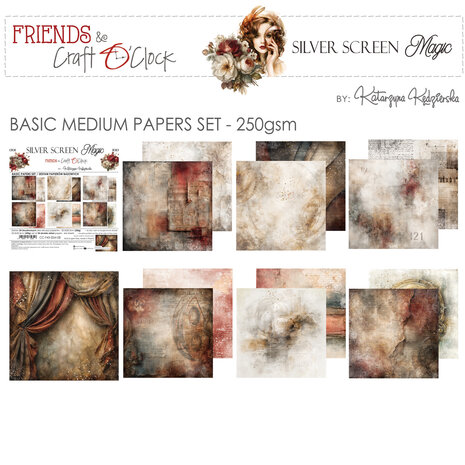Craft O'Clock Silver Screen Magic 8x8 Inch Basic Paper Set by Katarzyna Kedzierska (CC-F43-SSM-08) Craft O'Clock Silver Screen Magic 8x8 Inch Basic Paper Set by Katarzyna Kedzierska (CC-F43-SSM-08)