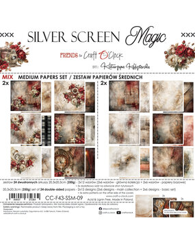 Craft O'Clock Silver Screen Magic 8x8 Inch Medium Mix Paper Set by Katarzyna Kedzierska (CC-F43-SSM-09)