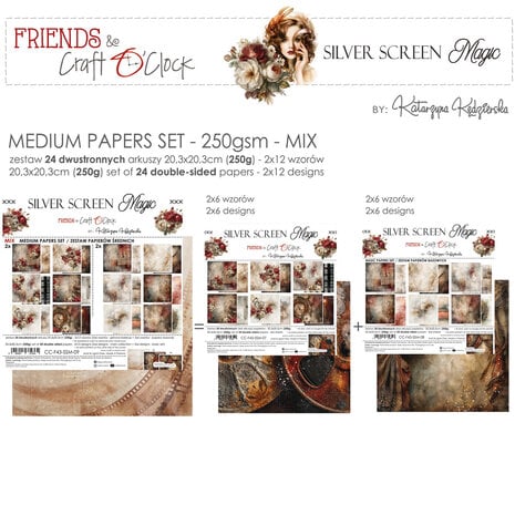 Craft O'Clock Silver Screen Magic 8x8 Inch Medium Mix Paper Set by Katarzyna Kedzierska (CC-F43-SSM-09) Craft O'Clock Silver Screen Magic 8x8 Inch Medium Mix Paper Set by Katarzyna Kedzierska (CC-F43-SSM-09)