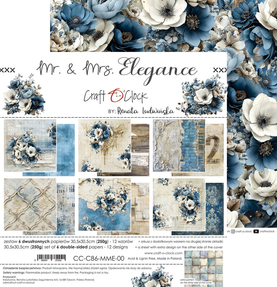 Craft O'Clock Mr. & Mrs. Elegance 12x12 Inch Paper Set by Renata Ludwinska (CC-C86-MME-00) Craft O'Clock Mr. & Mrs. Elegance 12x12 Inch Paper Set by Renata Ludwinska (CC-C86-MME-00)