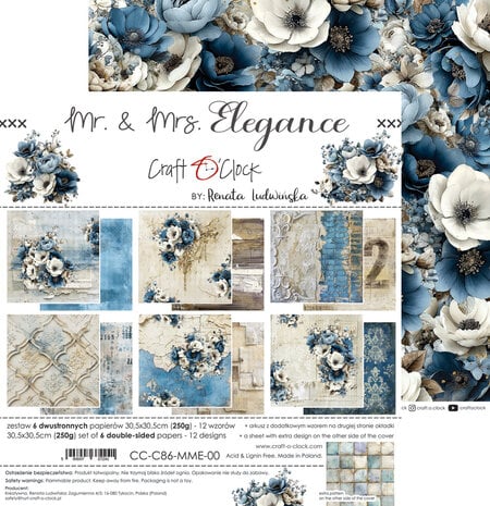 Craft O'Clock Mr. & Mrs. Elegance 12x12 Inch Paper Set by Renata Ludwinska (CC-C86-MME-00) Craft O'Clock Mr. & Mrs. Elegance 12x12 Inch Paper Set by Renata Ludwinska (CC-C86-MME-00)