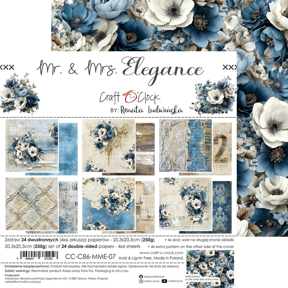 Craft O'Clock Mr. & Mrs. Elegance 8x8 Inch Paper Set by Renata Ludwinska (CC-C86-MME-07) Craft O'Clock Mr. & Mrs. Elegance 8x8 Inch Paper Set by Renata Ludwinska (CC-C86-MME-07)