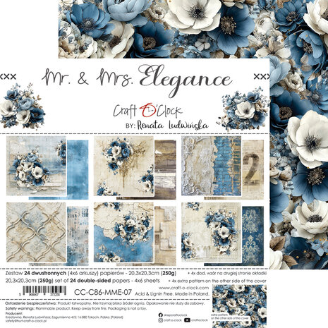 Craft O'Clock Mr. & Mrs. Elegance 8x8 Inch Paper Set by Renata Ludwinska (CC-C86-MME-07) Craft O'Clock Mr. & Mrs. Elegance 8x8 Inch Paper Set by Renata Ludwinska (CC-C86-MME-07)