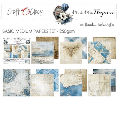 Craft O'Clock Mr. & Mrs. Elegance 8x8 Inch Basic Paper Set by Renata Ludwinska (CC-C86-MME-08) Craft O'Clock Mr. & Mrs. Elegance 8x8 Inch Basic Paper Set by Renata Ludwinska (CC-C86-MME-08)