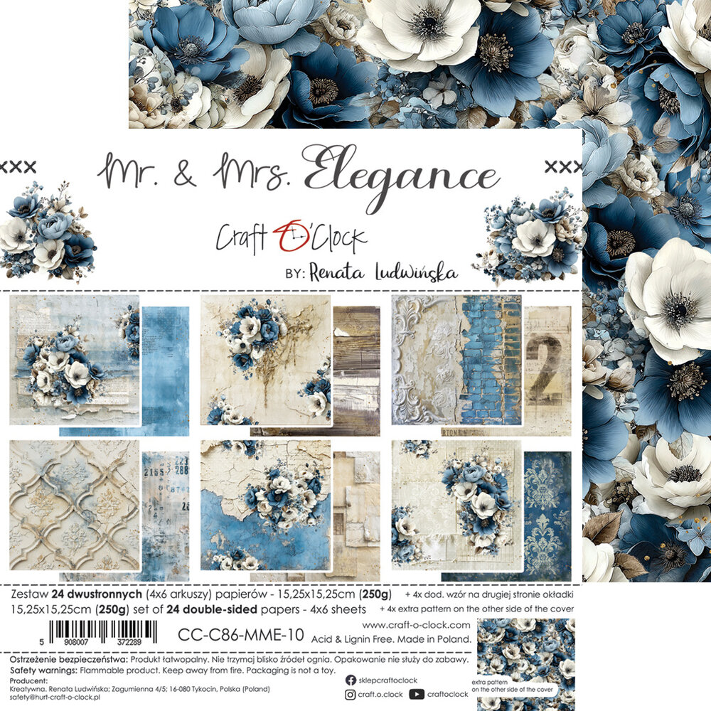 Craft O'Clock Mr. & Mrs. Elegance 6x6 Inch Paper Set by Renata Ludwinska (CC-C86-MME-10) Craft O'Clock Mr. & Mrs. Elegance 6x6 Inch Paper Set by Renata Ludwinska (CC-C86-MME-10)