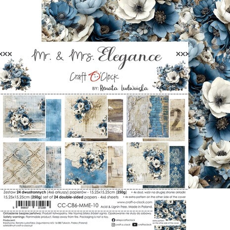 Craft O'Clock Mr. & Mrs. Elegance 6x6 Inch Paper Set by Renata Ludwinska (CC-C86-MME-10) Craft O'Clock Mr. & Mrs. Elegance 6x6 Inch Paper Set by Renata Ludwinska (CC-C86-MME-10)