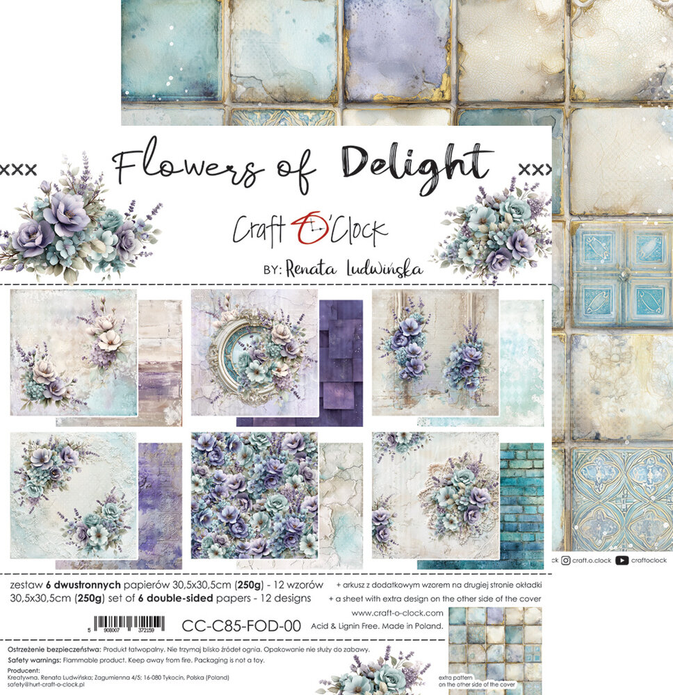 Craft O'Clock Flowers of Delight 12x12 Inch Paper Set by Renata Ludwinska (CC-C85-FOD-00) Craft O'Clock Flowers of Delight 12x12 Inch Paper Set by Renata Ludwinska (CC-C85-FOD-00)