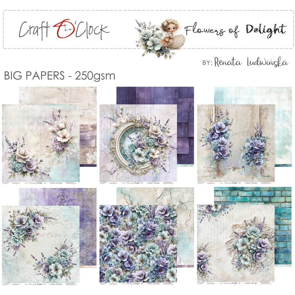 Craft O'Clock Flowers of Delight 12x12 Inch Paper Set by Renata Ludwinska (CC-C85-FOD-00) Craft O'Clock Flowers of Delight 12x12 Inch Paper Set by Renata Ludwinska (CC-C85-FOD-00)