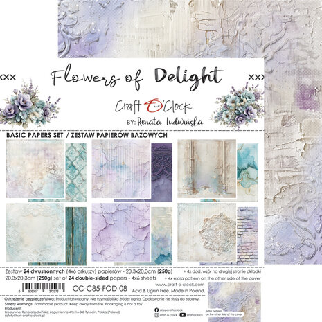 Craft O'Clock Flowers of Delight 8x8 Inch Basic Paper Set by Renata Ludwinska (CC-C85-FOD-08) Craft O'Clock Flowers of Delight 8x8 Inch Basic Paper Set by Renata Ludwinska (CC-C85-FOD-08)