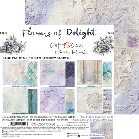 Craft O'Clock Flowers of Delight 8x8 Inch Medium Mix Paper Set by Renata Ludwinska (CC-C85-FOD-09) Craft O'Clock Flowers of Delight 8x8 Inch Medium Mix Paper Set by Renata Ludwinska (CC-C85-FOD-09)