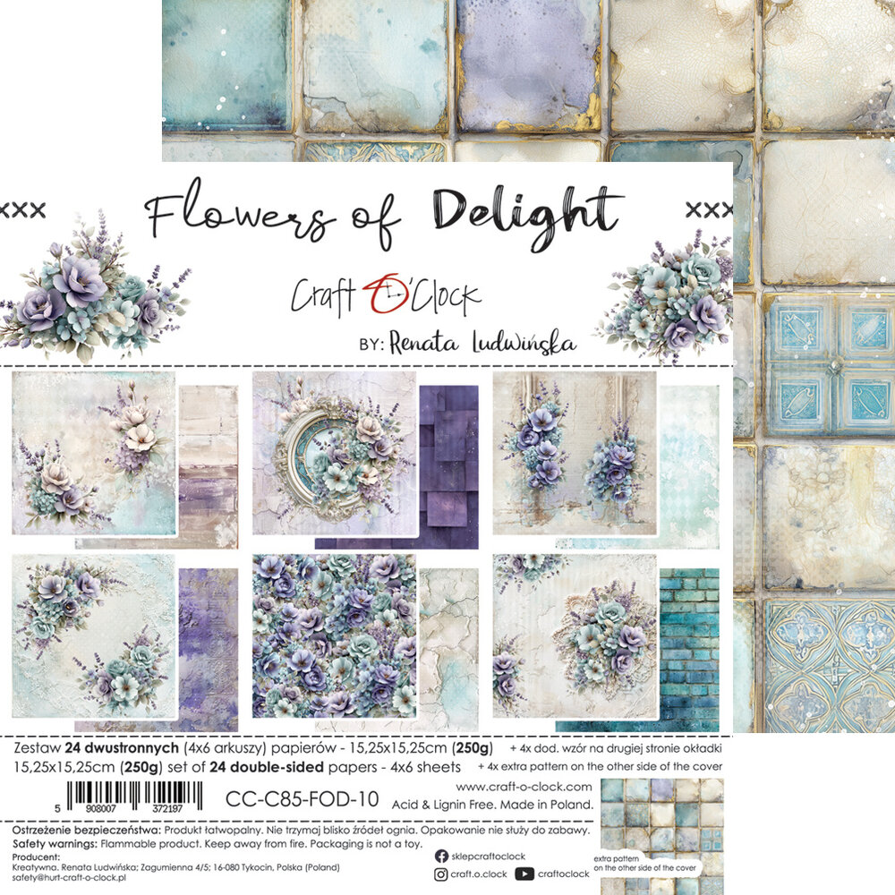 Craft O'Clock Flowers of Delight 6x6 Inch Paper Set by Renata Ludwinska (CC-C85-FOD-10) Craft O'Clock Flowers of Delight 6x6 Inch Paper Set by Renata Ludwinska (CC-C85-FOD-10)