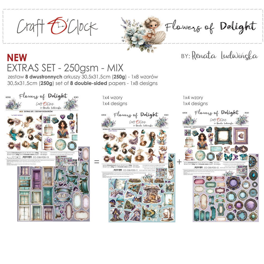 Craft O'Clock Flowers of Delight Extras Set Mix by Renata Ludwinska (CC-C85-FOD-13)