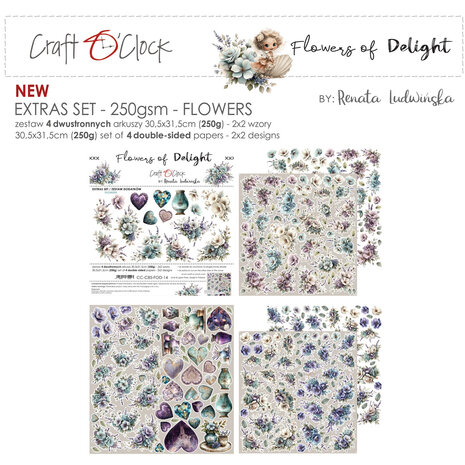 Craft O'Clock Flowers of Delight Extras Set Flowers by Renata Ludwinska (CC-C85-FOD-14)