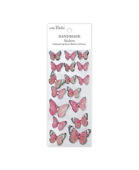 Little Birdie Handmade Stickers Jewel Butterfly Pink (6 packs x 17pcs) (CR92911)