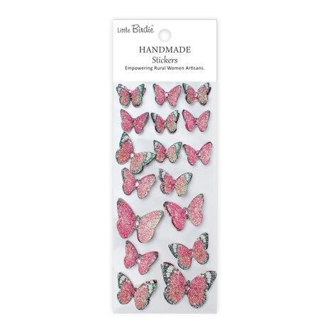 Little Birdie Handmade Stickers Jewel Butterfly Pink (6 packs x 17pcs) (CR92911) Little Birdie Handmade Stickers Jewel Butterfly Pink (6 packs x 17pcs) (CR92911)