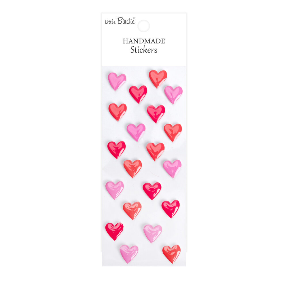 Little Birdie Handmade Resin Stickers Rosy Red Hearts (6 packs x 20pcs) (CR109817)