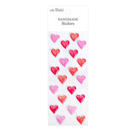 Little Birdie Handmade Resin Stickers Rosy Red Hearts (6 packs x 20pcs) (CR109817)