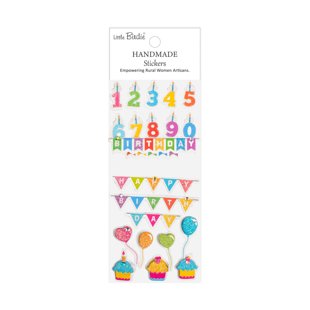 Little Birdie Handmade Stickers Birthday Bash (6 packs x 22pcs) (CR83963) Little Birdie Handmade Stickers Birthday Bash (6 packs x 22pcs) (CR83963)