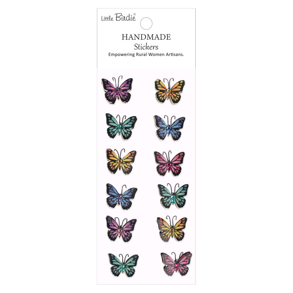 Little Birdie Handmade Stickers Butterfly Bling (6 packs x 12pcs) (CR110500) Little Birdie Handmade Stickers Butterfly Bling (6 packs x 12pcs) (CR110500)