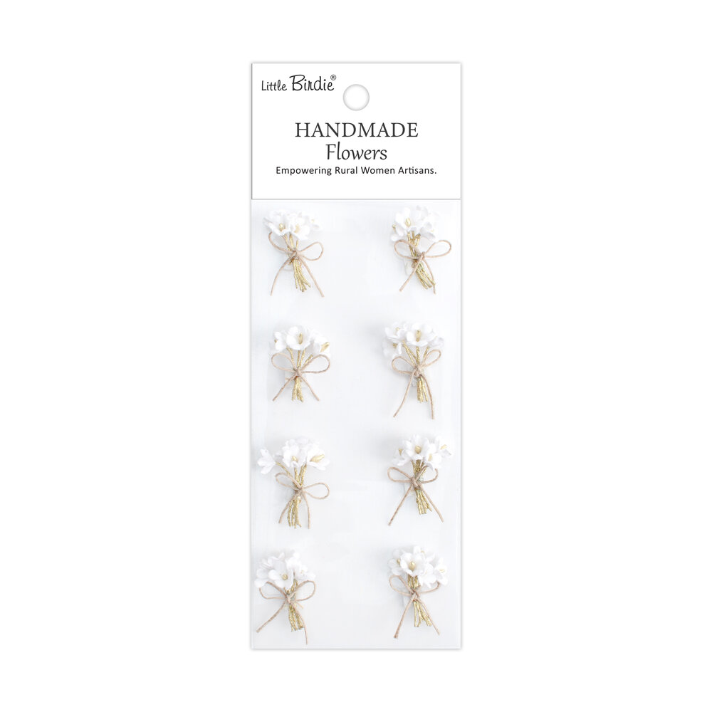 Little Birdie Handmade Flowers Bouquet Frosty White (6 packs x 8pcs) (CR109968) Little Birdie Handmade Flowers Bouquet Frosty White (6 packs x 8pcs) (CR109968)