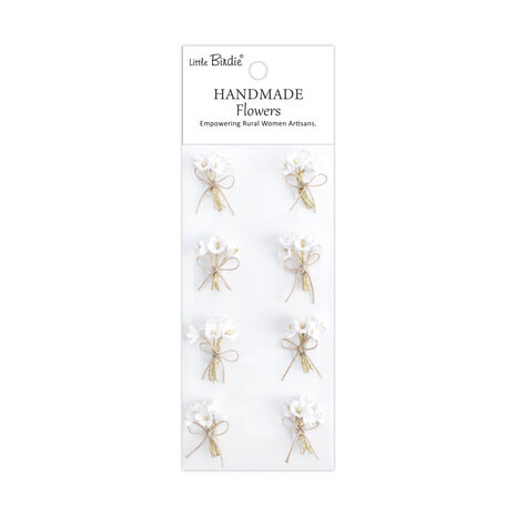 Little Birdie Handmade Flowers Bouquet Frosty White (6 packs x 8pcs) (CR109968) Little Birdie Handmade Flowers Bouquet Frosty White (6 packs x 8pcs) (CR109968)