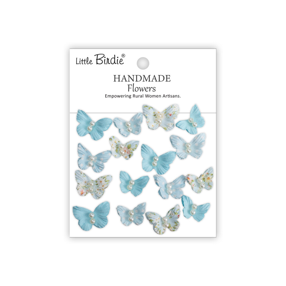 Little Birdie Handmade Butterflies Pearly Flutter Blue Symphony (6 packs x 16pcs) (CR110291)